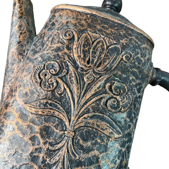 Vintage Homco Copper Patina Plastic Teapot & Pitcher Set Floral  Wall Hanging - Picture 5 of 12